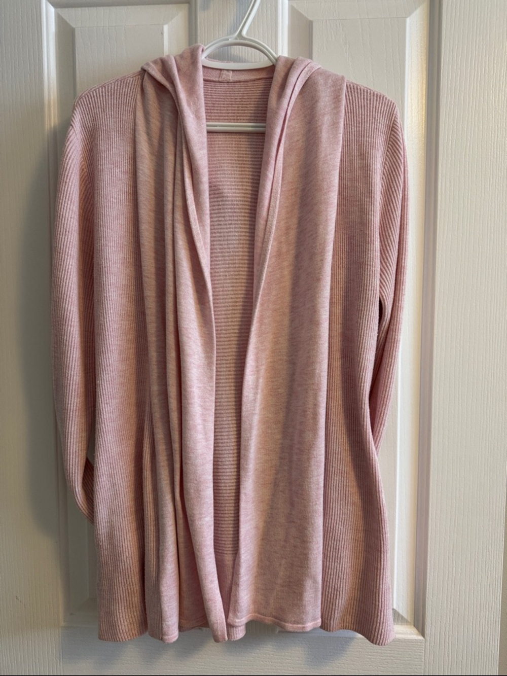Lululemon Light Pink Women's Hooded Open-Front Sweater Cardigan with pockets